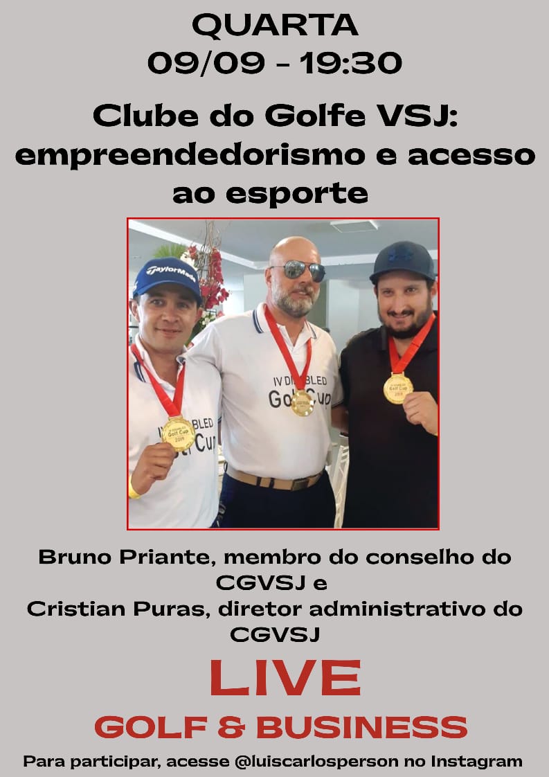 Live nesta quarta-feira, 19h30, com Luis Person e os golfistas Bruno Priante e Cristian Puras