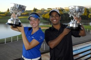 Os campeões juvenis, Luiza Altmann e Herik Machado Foto: Zeca Resendes/CBG 