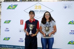 Guilherme Grinberg e Maria Emilia Gomes Pereira, campeões pré-juvenis  Foto: Zeca Resendes/CBG