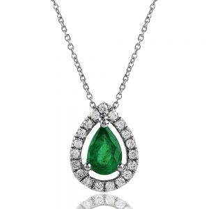 Colar em ouro branco 18k com esmeralda e diamantes Foto: divulgação