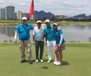 Carlos Bruneti e Elver Colombo, e o casal Giancarlo e Letícia Colombo 