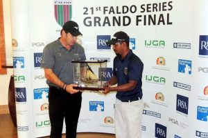 Nick Faldo e Herik Machado Foto: arquivo